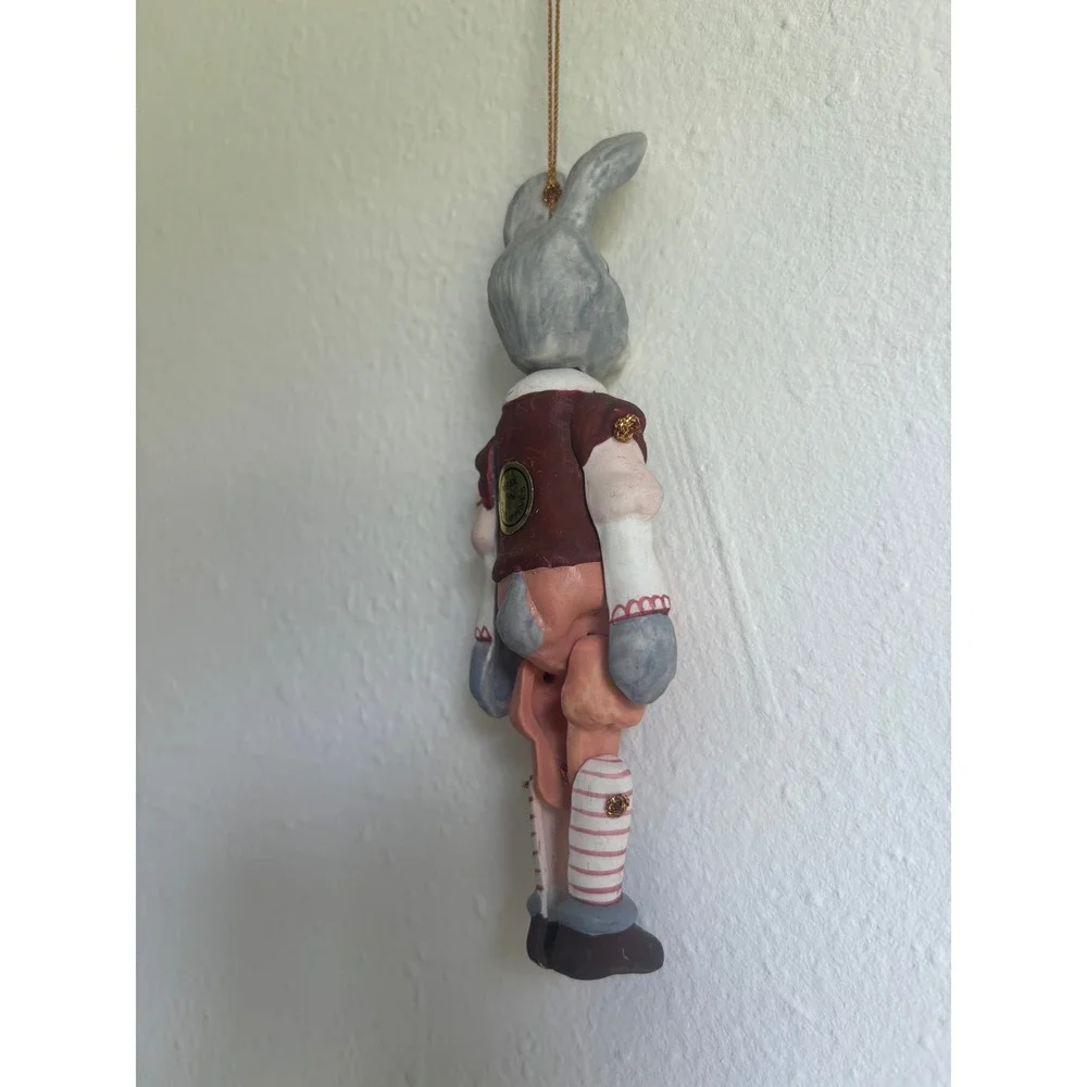 VTG Hand Painted Marionette Ceramic Rabbit Ornament Storybook Hare Philippines